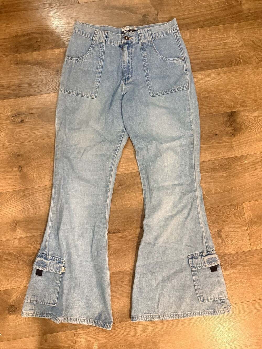 Limited Too Flared Jeans Size 16 Light Wash Cargo Pocket